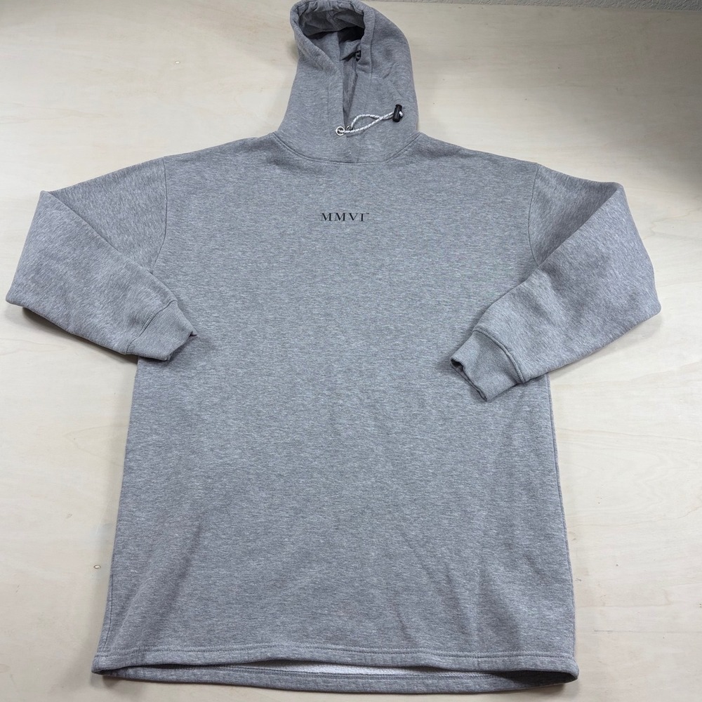 Boohoo MAN MMVI Oversized Hoodie Mens Large Gray Fleece Pullover Bungee Toggle